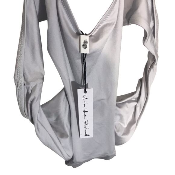 NEW Monica Hansen Bohemian Summer Lace Up One Piece silver color size large - Picture 7 of 9